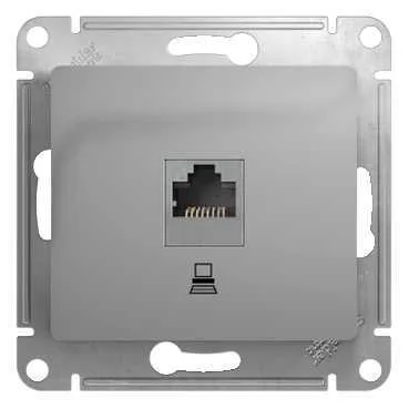 Розетка компьютерная 1xRJ45 Cat.5, алюминий, Glossa