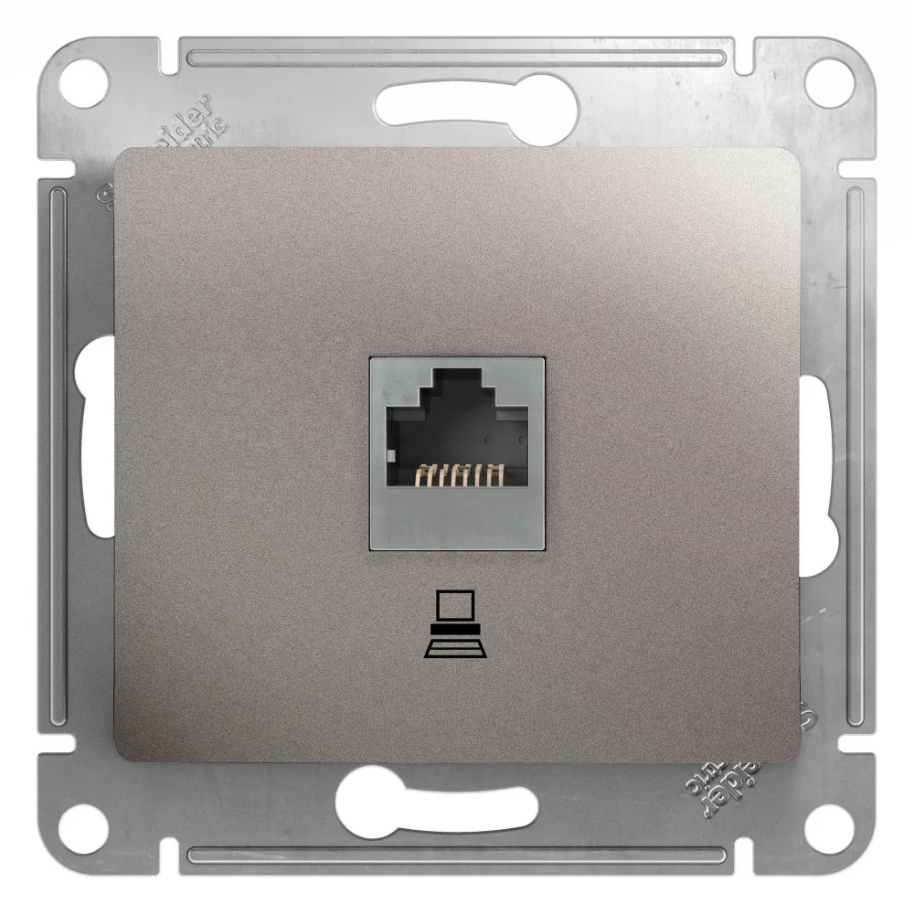 Розетка компьютерная 1xRJ45 Cat.5, ПЛАТИНА — фото 1 из 5